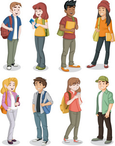 小組的快樂卡通 兒童跳躍青少年服飾的時(shí)尚密碼